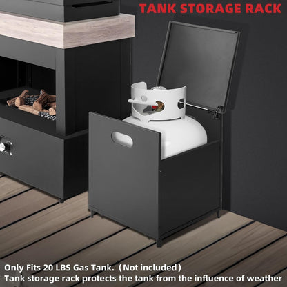 40.5" Outdoor Propane Fireplace with Tank Storage and Dust Cover-50,000 BTU Smokeless Gas Fire Pit with CSA Certified and Adjustable Flame for Patio Backyard Outdoor Heating & Decoration