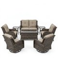 Outdoor Patio Furniture Set Built for All-Weather Entertainment, Swivel Rocking Chairs, High-Back Rattan