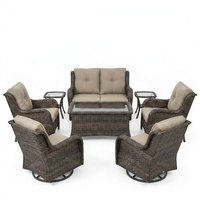 8 Pieces Patio Furniture Sets with Swivel Rocking Chairs,High-Back Rattan Patio Outdoor Conversation Set with 2-Seat Sofa & Coffee Table for Porch Deck Backyard Poolside — Studio Shot