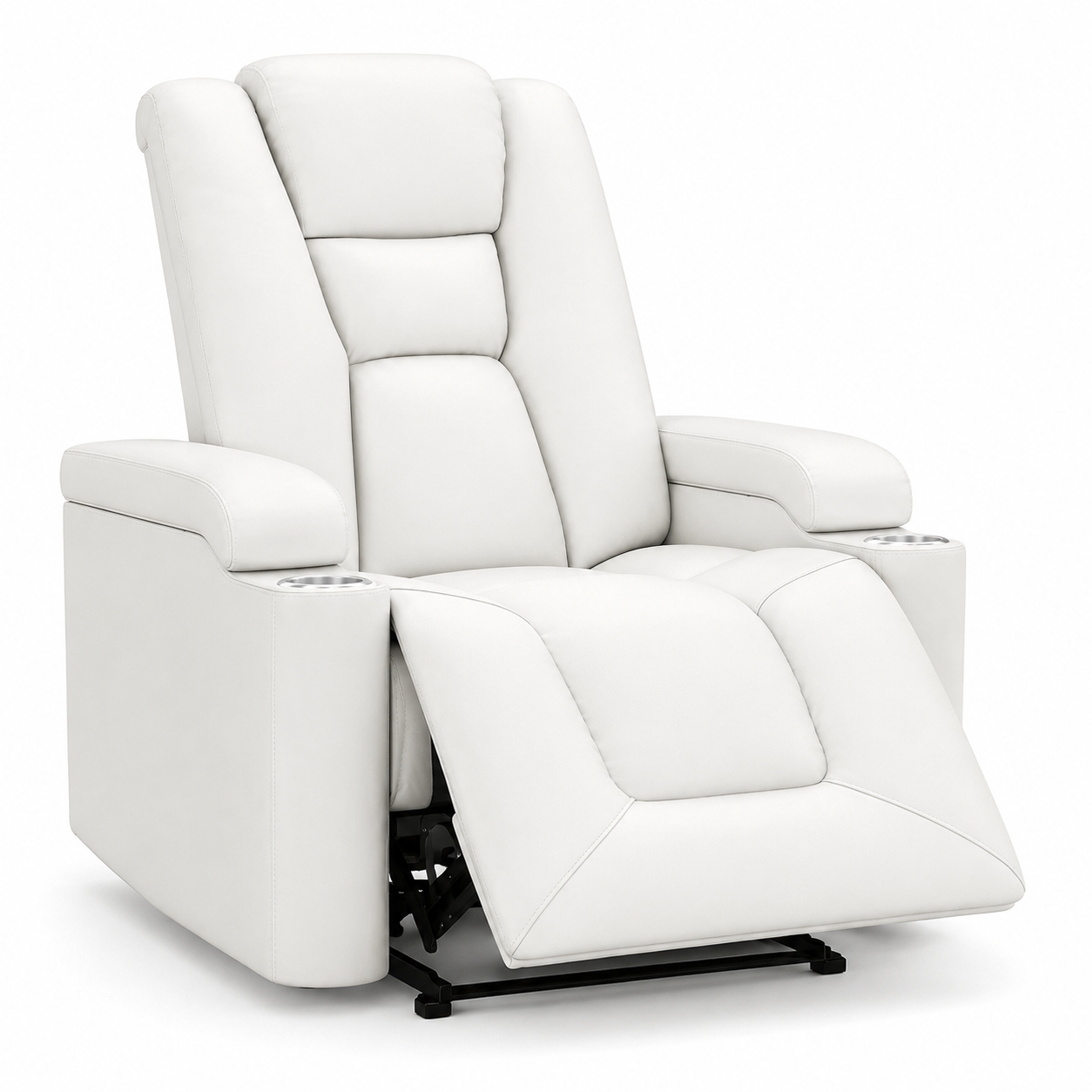 35.3" Wide Modern Faux Leather Power Home Theater Individual Seat with USB & Dual Cup Holders & Arm Storage