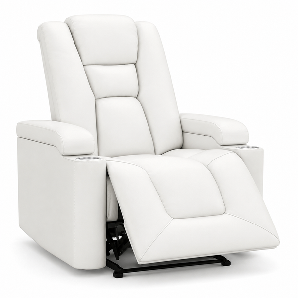 35.3" Wide Modern Faux Leather Power Home Theater Individual Seat with USB & Dual Cup Holders & Arm Storage
