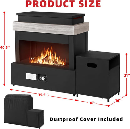 40.5" Outdoor Propane Fireplace with Tank Storage and Dust Cover-50,000 BTU Smokeless Gas Fire Pit with CSA Certified and Adjustable Flame for Patio Backyard Outdoor Heating & Decoration