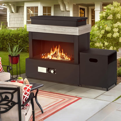 40.5" Outdoor Propane Fireplace with Tank Storage and Dust Cover-50,000 BTU Smokeless Gas Fire Pit with CSA Certified and Adjustable Flame for Patio Backyard Outdoor Heating & Decoration